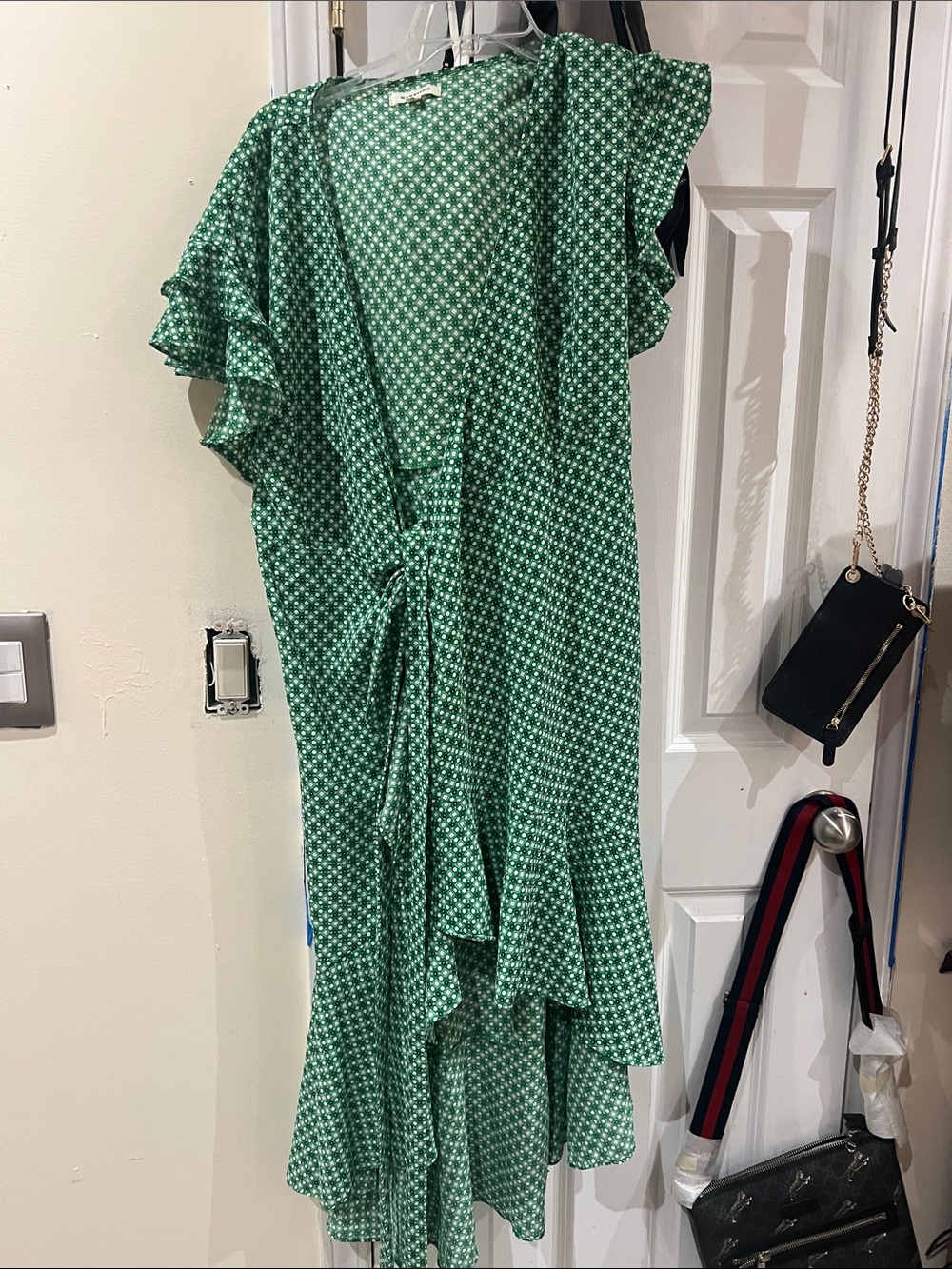Green Floral Wrap Midi Dress - Women